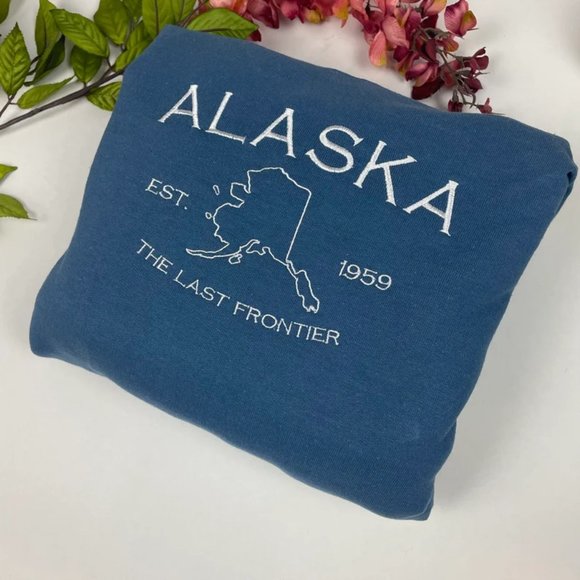 Alaska Embroidered Sweatshirt- Alaska T-Shirt and Sweatshirt - Picture 1 of 1